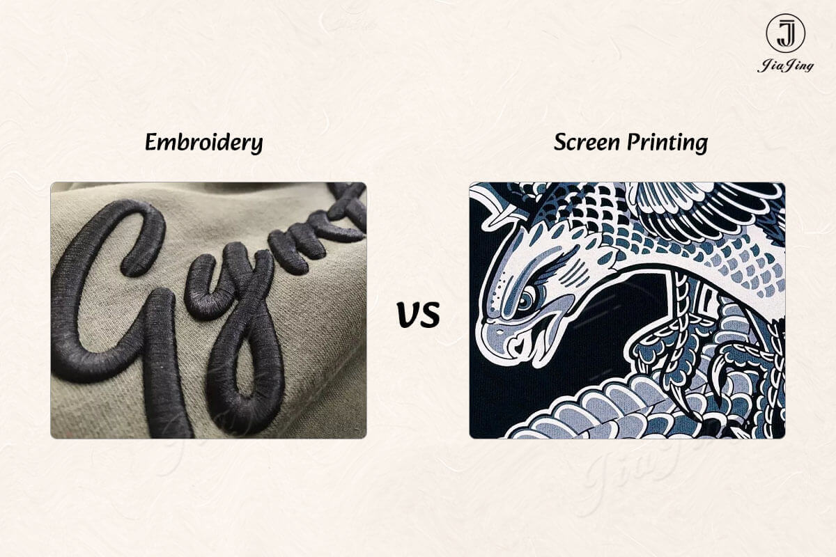 Embroidery and screen printing differences on clothing